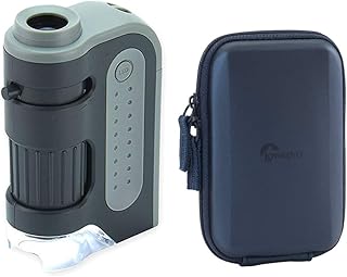 Microscópio de Bolso MicroBrite Plus MM-300 CARSON c/LED e ampliação 60x a 120x + Estojo, Cinza, Pequeno
