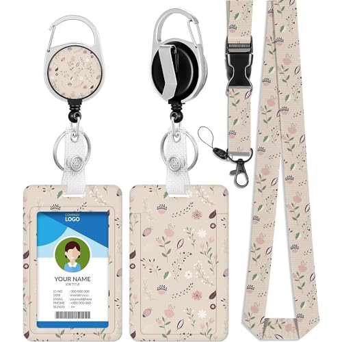 Ibovodi IBO-UVKT049 Cute Lanyards For Id Badges,Floral Badge Holder cover