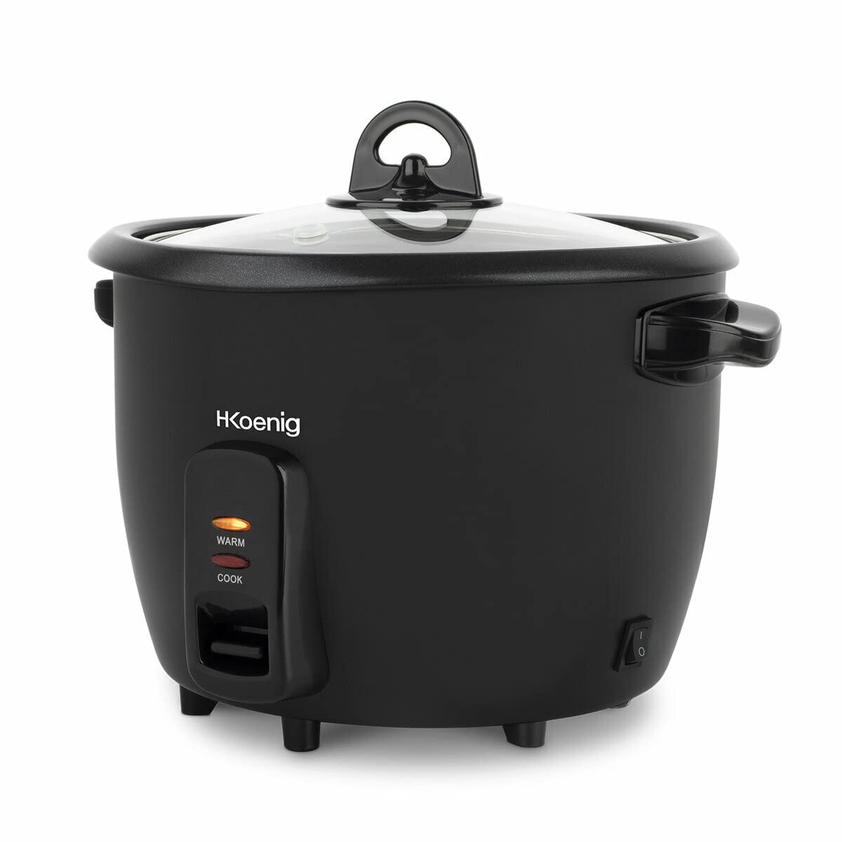 H.Koenig Cuociriso ORYZA8, Ciotola Antiaderente, Compatibile con lavastoviglie, 1,8L, Funzione Mantimento a Caldo, Spegnimento Automatico, Senza BPA, Coperchio Trasparente, 700W