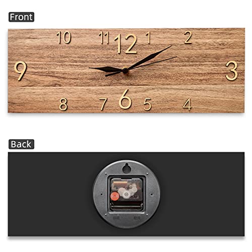 Kolymax Rustic Wall Clock Silent Non-Ticking, Frameless Art Wall Clocks Farmhouse Wall Décor，Rectangle Handmade Clocks Decorative For Home Living Room Kitchen Office, Battery Operated #TOP3