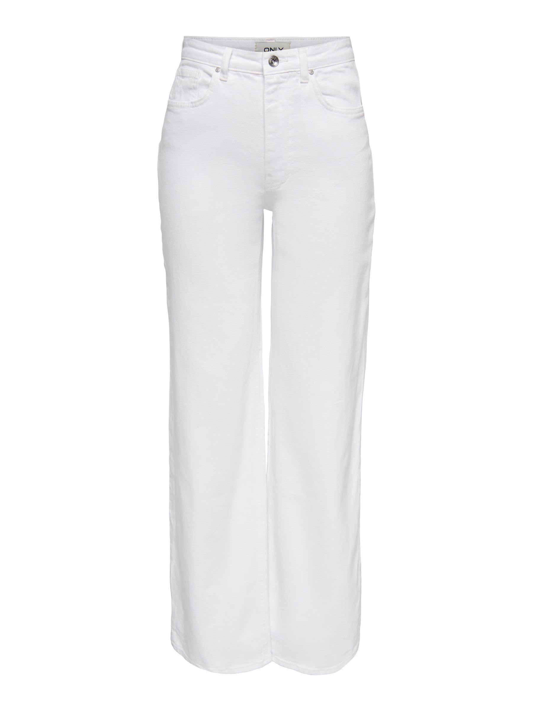 ONLY ONLJUICY Pantalones Vaqueros de Corte Ancho para Mujer, Cintura Alta, Corte de Pierna Ancha, Blanco, 27W / 30L