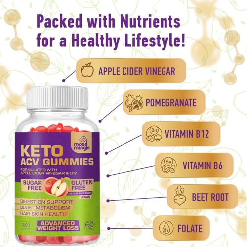 Mood Mingle Keto Acv Gummies For Advanced Weight Loss - Gluten & Sugar-Free Apple Cider Vinegar Rapid Fat Burner Diet Supplement For Women Men thumb #2