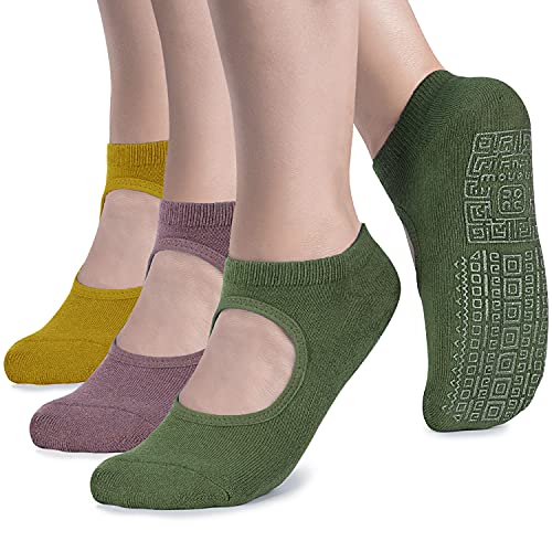 Image of Non Slip Grip Yoga Socks for Women with Cushion for Pilates, Barre, Dance
