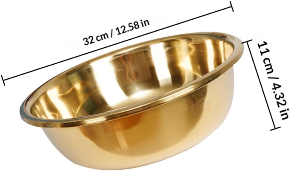BESTOYARD Thick Small Stainless Steel Basin Bowl, Gold Metal Mixing Bowl for Kitchen Prep, Salad Mixing, Vegetable Washing, Portable Household Multi-functional Washbasin