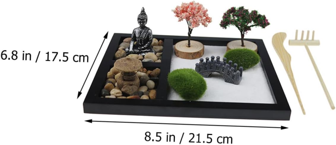 TOYANDONA Chinese Zen Sand Table Decorative Sandbox Ornament for Garden Desktop Decor Mini Zen Garden Accessories