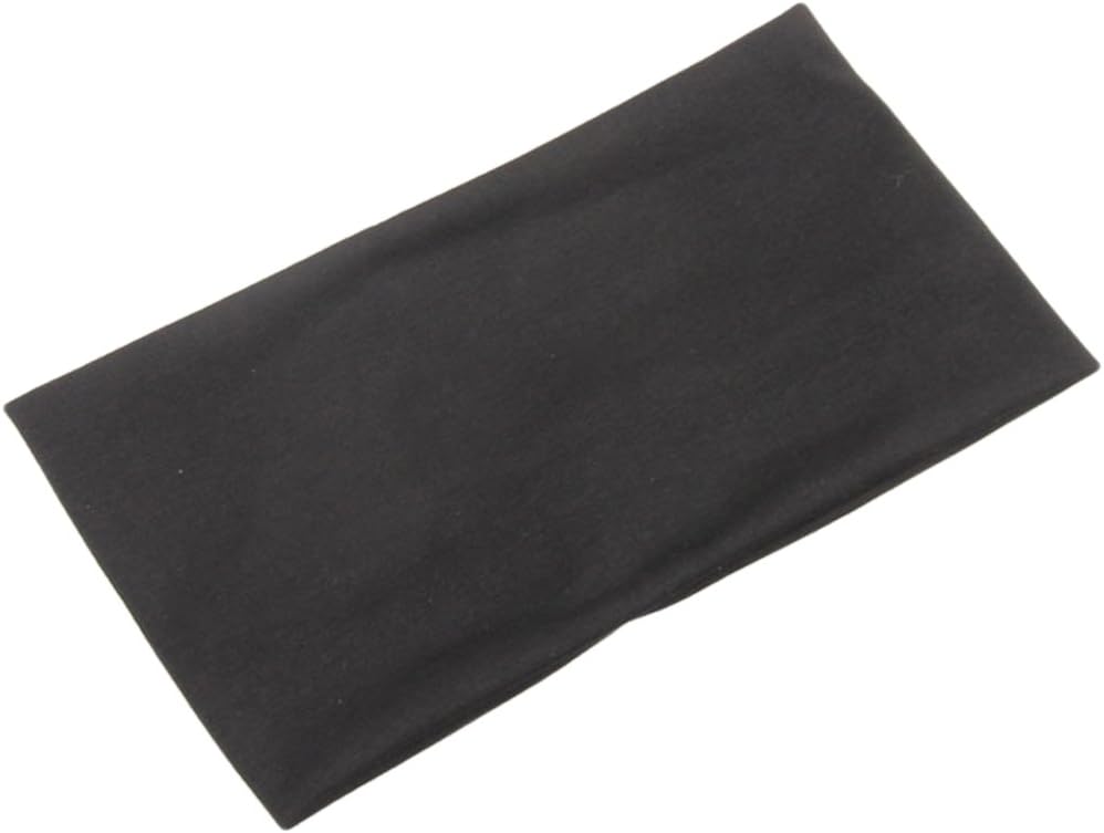 BaiX Women's Solid Stretch Wide Sports Headband Cotton Yoga Hairband Bandanas Black