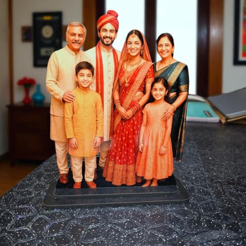 Image of Personalized Wooden Cutout Photo Stand- Customized Picture Display - Unique Gift for Special Occasions (Family)