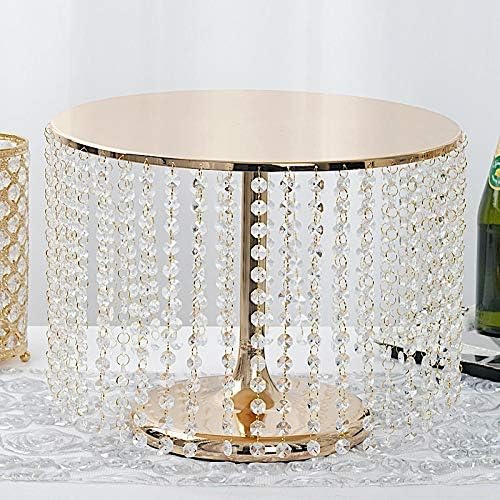 Vista 5 de BalsaCircle Colgantes de cristal redondos dorados de 12 pulgadas de alto, soporte de metal para tartas, decoración de cupcakes, suministros