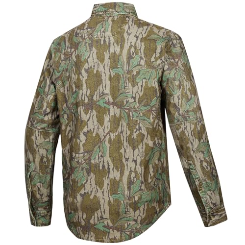 Drake Waterfowl Men's Throwback 80 Field Camo Cotton Twill Triple Needle Long Sleeve Button-Down Shirt with Reinforcements4