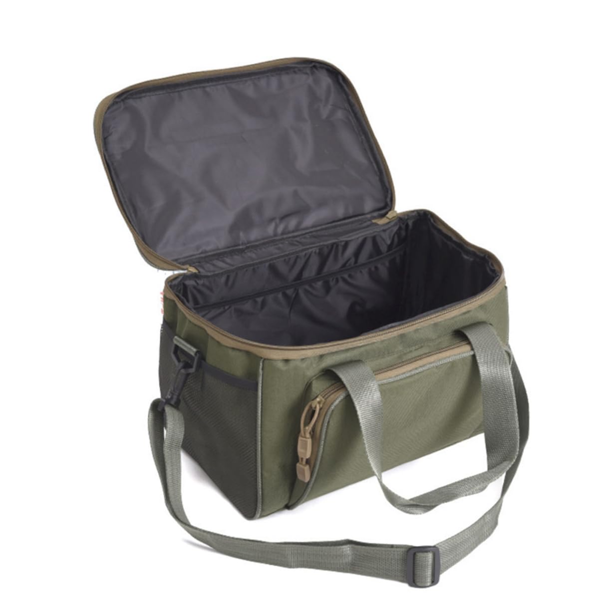 à Dos de Rangement imperméable pour matériel de pêche Multifonction en Tissu Oxford avec bandoulière et Porte-Bouteille d'eau Vert armée 37 x 25 x 25 cm