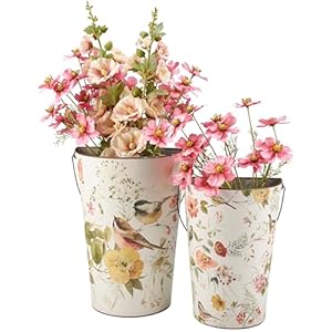 Primitives by kathy chickadees wall bucket set  urban country home decor