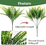 10PCS Fausse Fern en plein air - Ferns Plantes artificielles pour les fougères de plein air qui semblent vrais Boston Faux Stems de fern intérieur UV Plantes extérieures résistantes artificielles pour le décor de verglas de porc