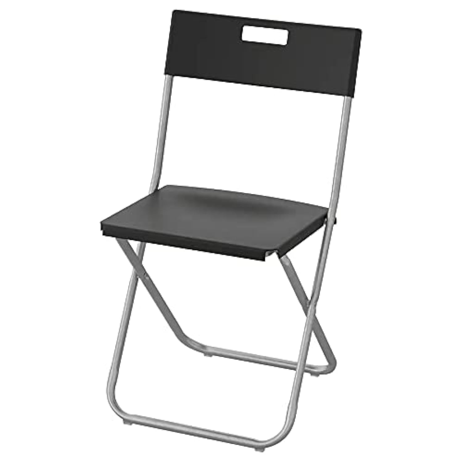 IKEA Steel Foldable/Durable Chair With Cut-Out Handle/Back Rest- Black By Stockland