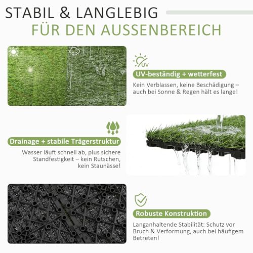 Revêtement de sol antidérapant pour balcon avec kit de dalles clipsables étanches 6m² - 4