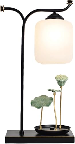 Miniatura 1 de NOLLAM Lámparas de Mesa Lotus Lámpara de mesa Simple Zen Lámpara de noche de hierro forjado Retro Estilo chino Lámpara de mesita de noche para sala