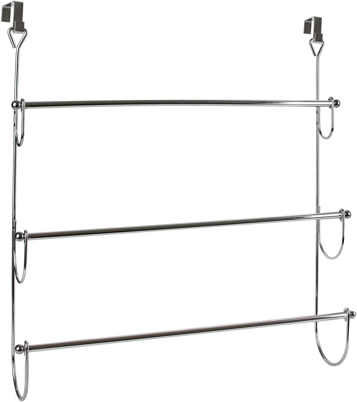 Blesstrade Matt Black 3 Tier Over The Door Towel Rail With Hooks Bathroom Hanging Towel Rack Clothes Airer Hanger Bar Holders Storage Organiser Matte Black