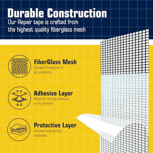 Image of VIVNITS Mosquito Net Repair Tape (200cm x 5cm) - Self Adhesive Fiberglass Mesh Patch Roll for Window & Door Screen Repair, Fix Broken Net Holes, Durable & Strong, Pack of 1 (200Cm X 5CM)
