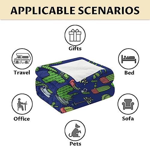 Cactus Throw Blanket - Soft, Fuzzy & Warm - 50x60 Inches Flannel Blankets for Living Room, Sofa - Dark Blue Aesthetic Throws Gift for Teens