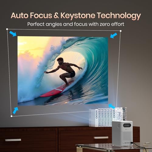 Portronics Beem 500 Smart Projector with 8K Support & 1080p FHD Native, 6700 Lumens, Auto Focus & Keystoning, Bluetooth, Wi-fi, 16W Speaker (White) - Image 3