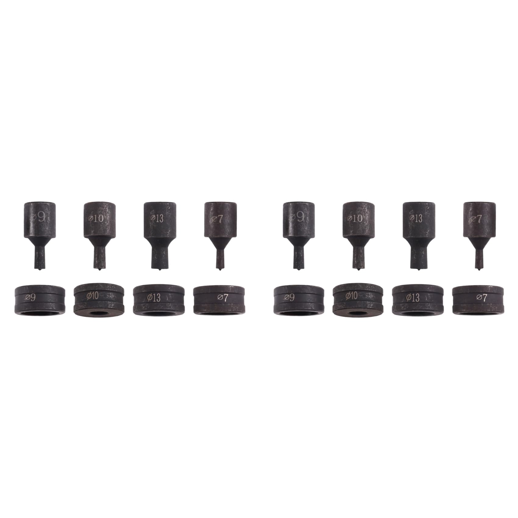 8 Pcs CH-70 Hydraulic Punch Die Set Round Hole Mold - High-Carbon Steel Round Stamping Tools for Metal Fabrication
