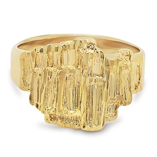 The Bling Factory Large 19mm 14k Gold Plated Layered Striated-Style Chunky Nugget Ring3