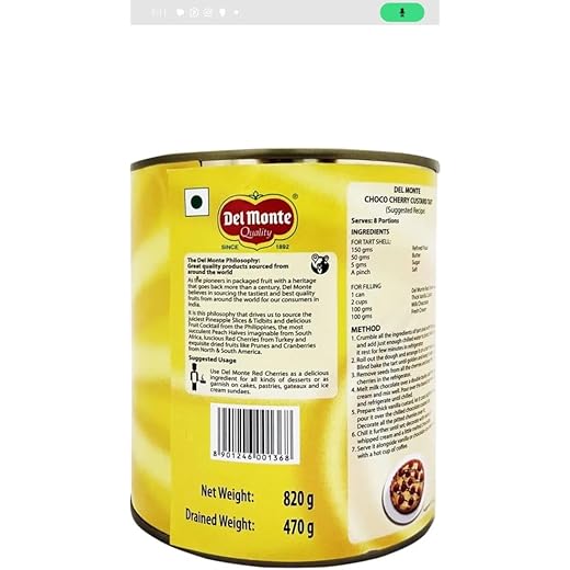 Del Monte Red Cherries - 840g