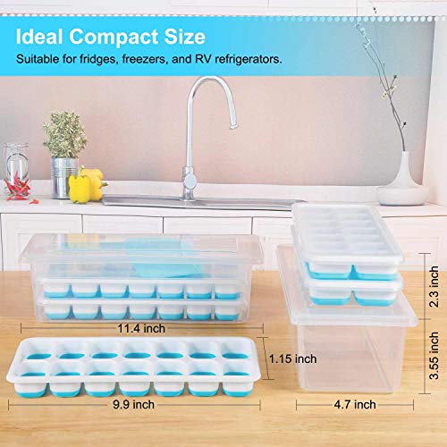 Covered Ice Cube Trays Bin for Freezer- Ice Holder, Stackable Container Box and Silicone Trays 2 Pack with Lid Scoop, Portable Ice Bucket, BPA Free, Space Saving, Easy Storage. - Thumbnail 3