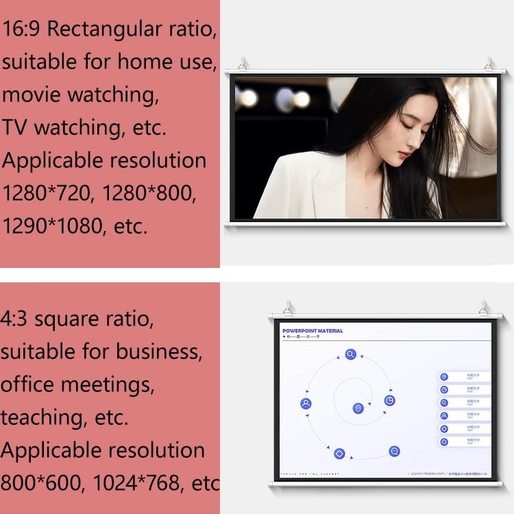 Pantalla proyector manual 72" 16:9 doble cara 4K HD miniatura 5