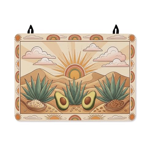 Protège-plaque induction étanche motif avocat cactus | Tapis de protection cuisine vert