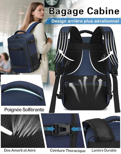 Sac Cabine Easyjet 45X36X20 : KLOSTAIN Sac à Dos Voyage Cabine Avion 45x36x20 pour Easyjet 30L ... – Image 5