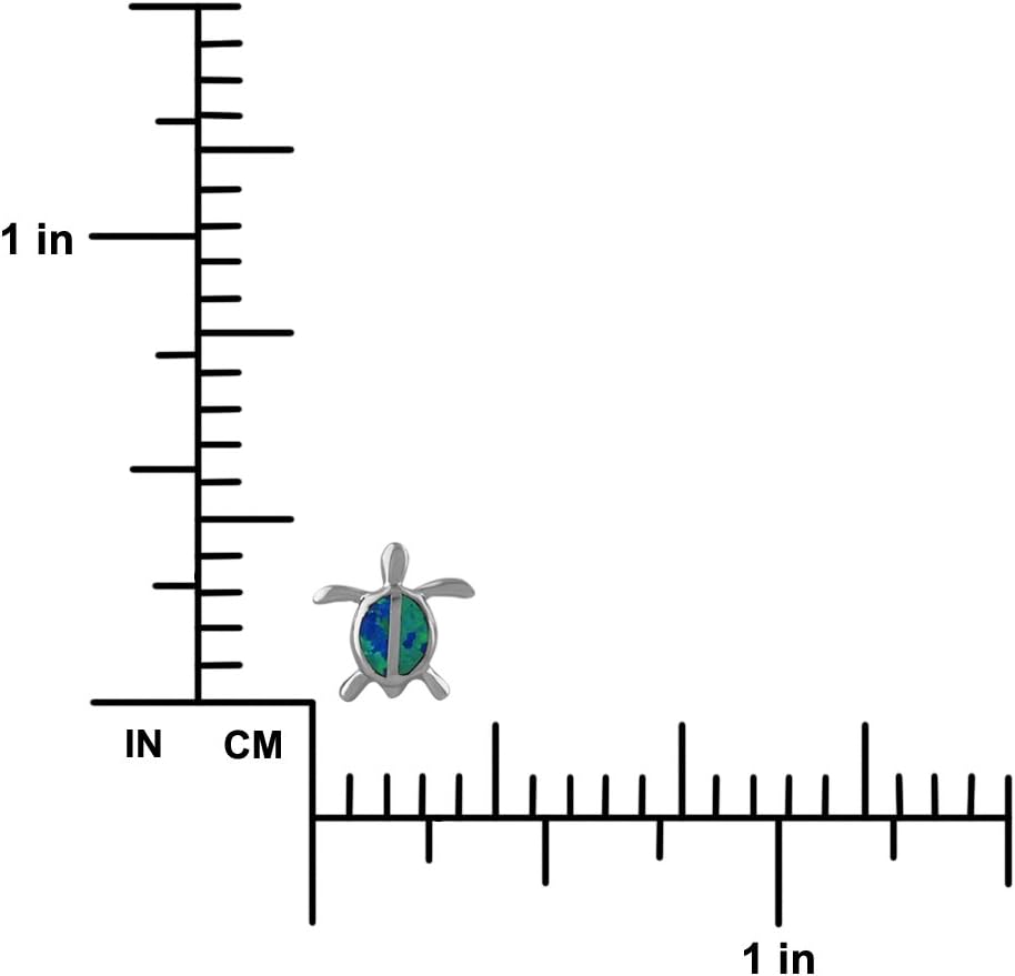 Sterling Silver Synthetic Opal Turtle Stud Earrings Mini XS 9mm