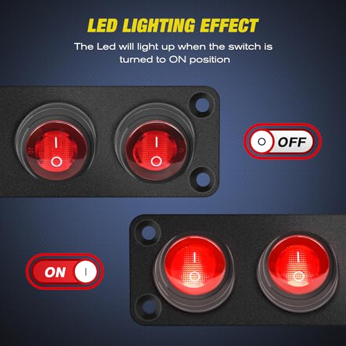 Image of Nilight 3 Gang Rocker Toggle Switch Panel Waterproof