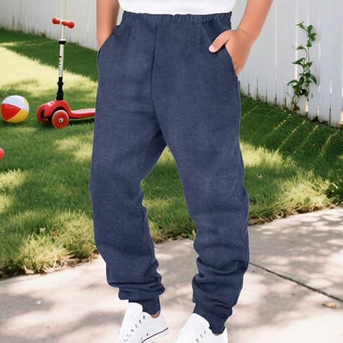 Boys Baggy Sweatpants Straight Leg Elastic Waist Athletic Workout Jogger Sweat Pants Fall Winter with Pockets3