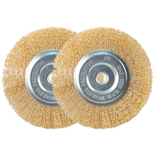 2Pcs 6 Fine Brass Wire Wheel for Bench Grinder with 1/2-5/8 Arbor