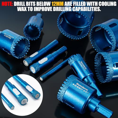 Image of Diamond Hole Saw Kit Tile Hole Saw Kit 10 PCS Serrated Brazing Core Drill Bit Set with EVA Guide Jig Diamond Drill Bits for Porcelain Tile Glass Ceramic Stone Granite Marble