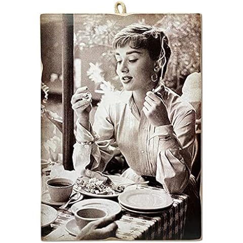 KUSTOM ART Cuadro cuadrado estilo vintage serie Attori & Café Audrey Hepburn Cover