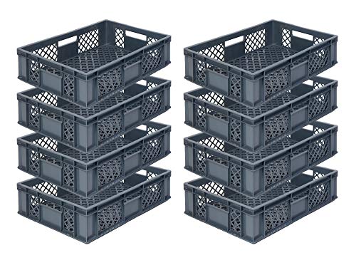 8x Eurobehälter/Stapelkorb/Bäckerkisten, Grundmaß 600x400x150 mm | Eurobox stapelbar aus Kunststoffâ€¦ – Miniatur