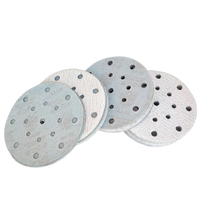 Carta vetrata bianca da 6 pollici a 17 fori 150 mm Levigatura di vernice automobilistica del legno Lucidatura Abrasivo 80-600 Mesh(P80,50pcs)