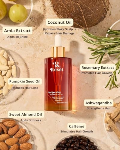 Image of Hair Growth Oil for Hair Loss | 8-in-1 Pre-Wash Scalp Treatment for Dry, Damaged Hair | Strengthens & Repairs, Reduces Breakage, Adds Shine | Hair Regrowth Oil with Amla, Caffeine & Rosemary