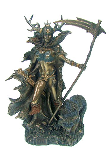 Veronese Escultura de Hel, Diosa nórdica del Inframundo, con guadaña (27 x 20 x 13 cm)