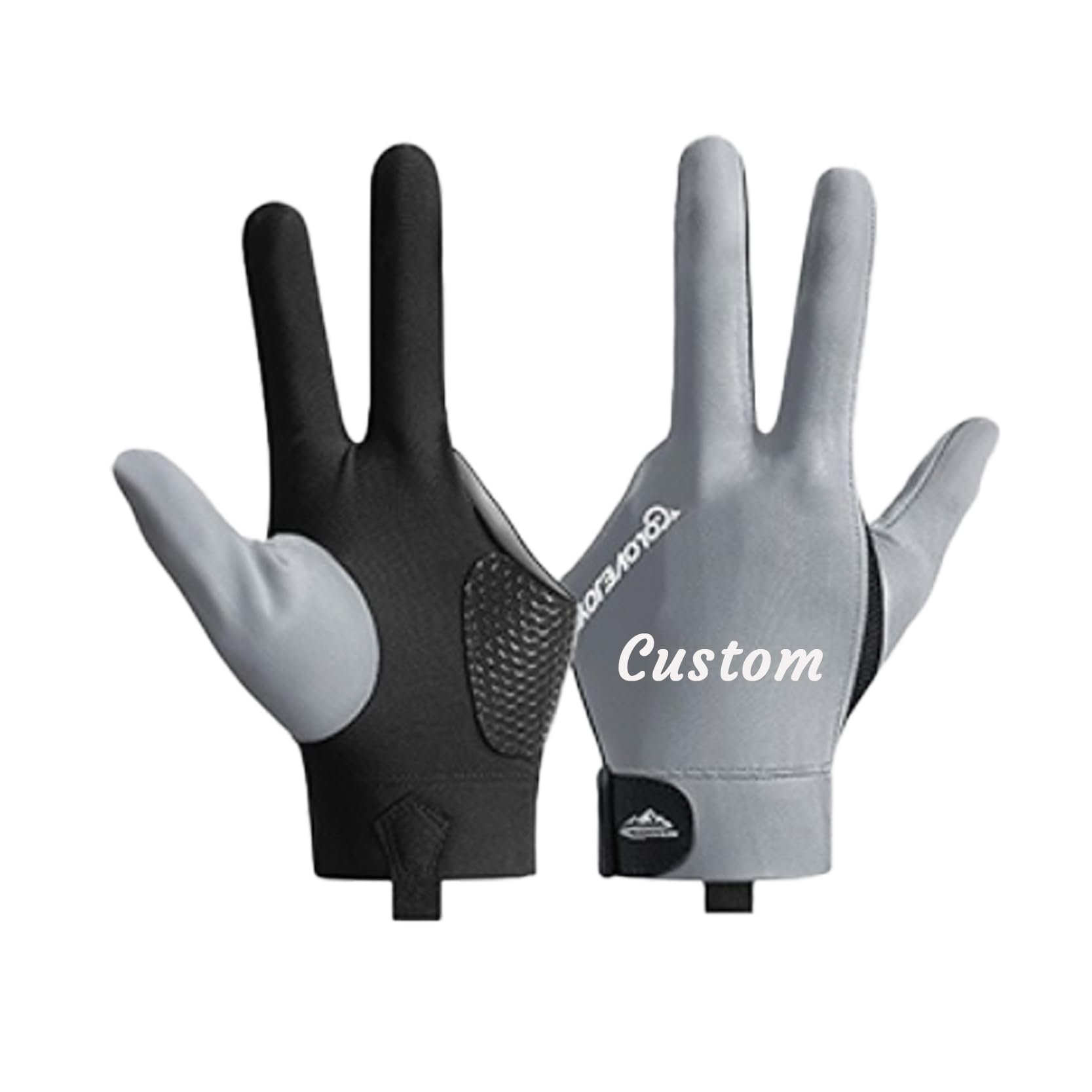 Customized Billiards Glove – Personalized Pool Glove for Left/Right Hand-Breathable, Non-Slip, Comfortable Fit for Men & Women-Ideal for Players of All Levels (Left Full finger-Gray)