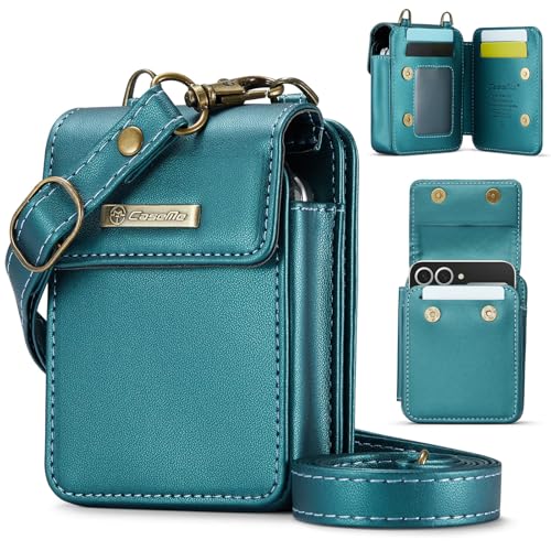 Flip Wallet Bag with 5 Card Slots Cash Solt Zipper Pocket, RFID Blocking Hand and Crossbody Shoulder Strap.Green