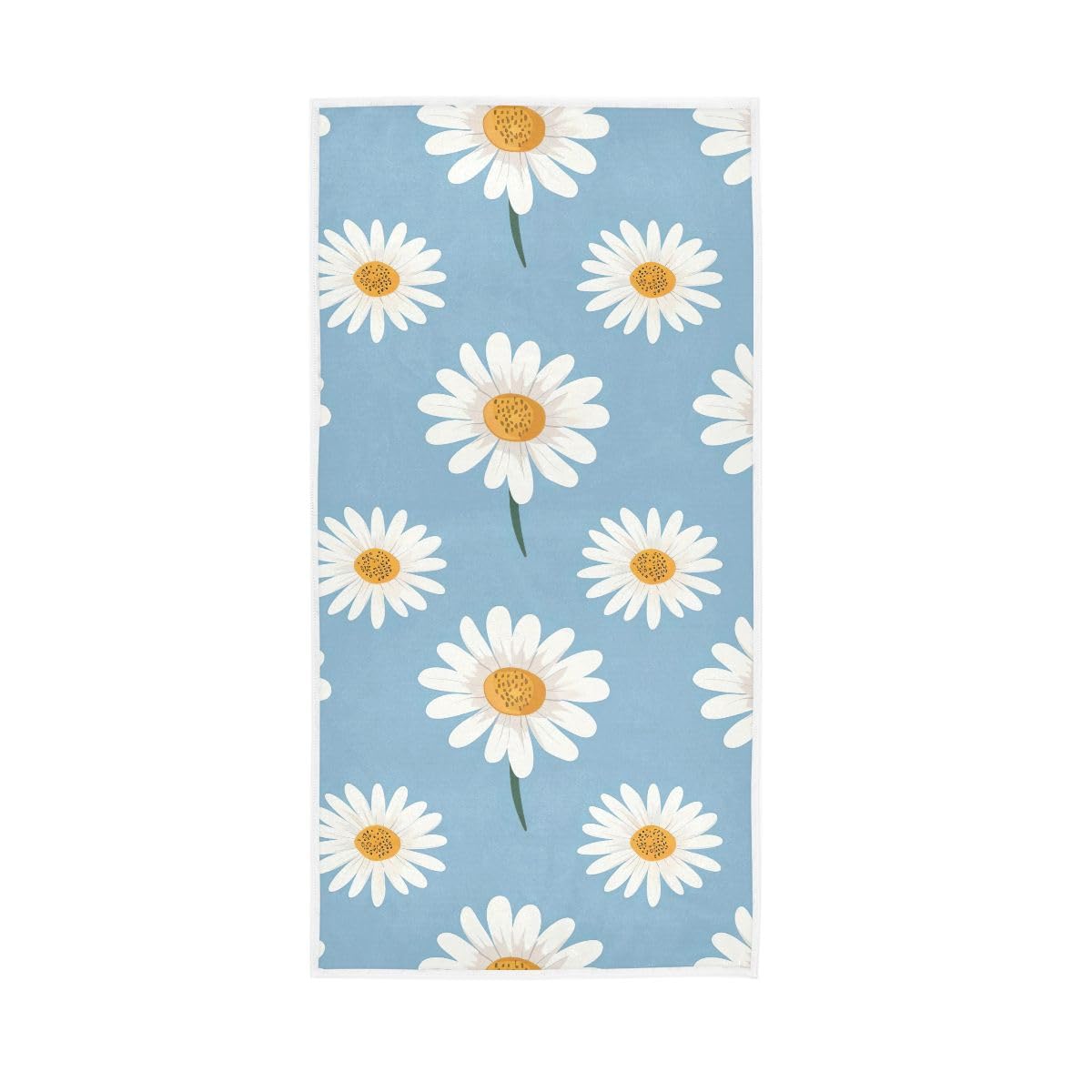 HUYGD Daisies on Light Blue Hand Towels, Cotton Hand Towels for Bathroom, Gym, Hotel, Spa 15 x 30 Inches