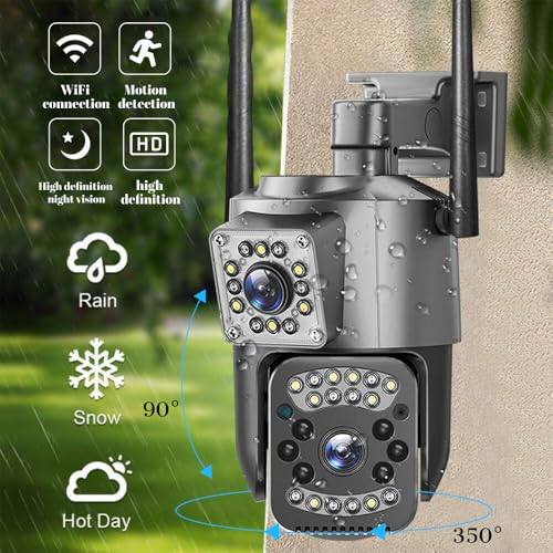 Image of DDLC V380 Pro 1080P WiFi Dual-Lens /Dual-Screen 6MP HD Wireless Security Camera with 360 PTZ, Color Night Vision & IP66 Waterproof Design Two Way Audio Communication (Dual Lens PTZ Camera)