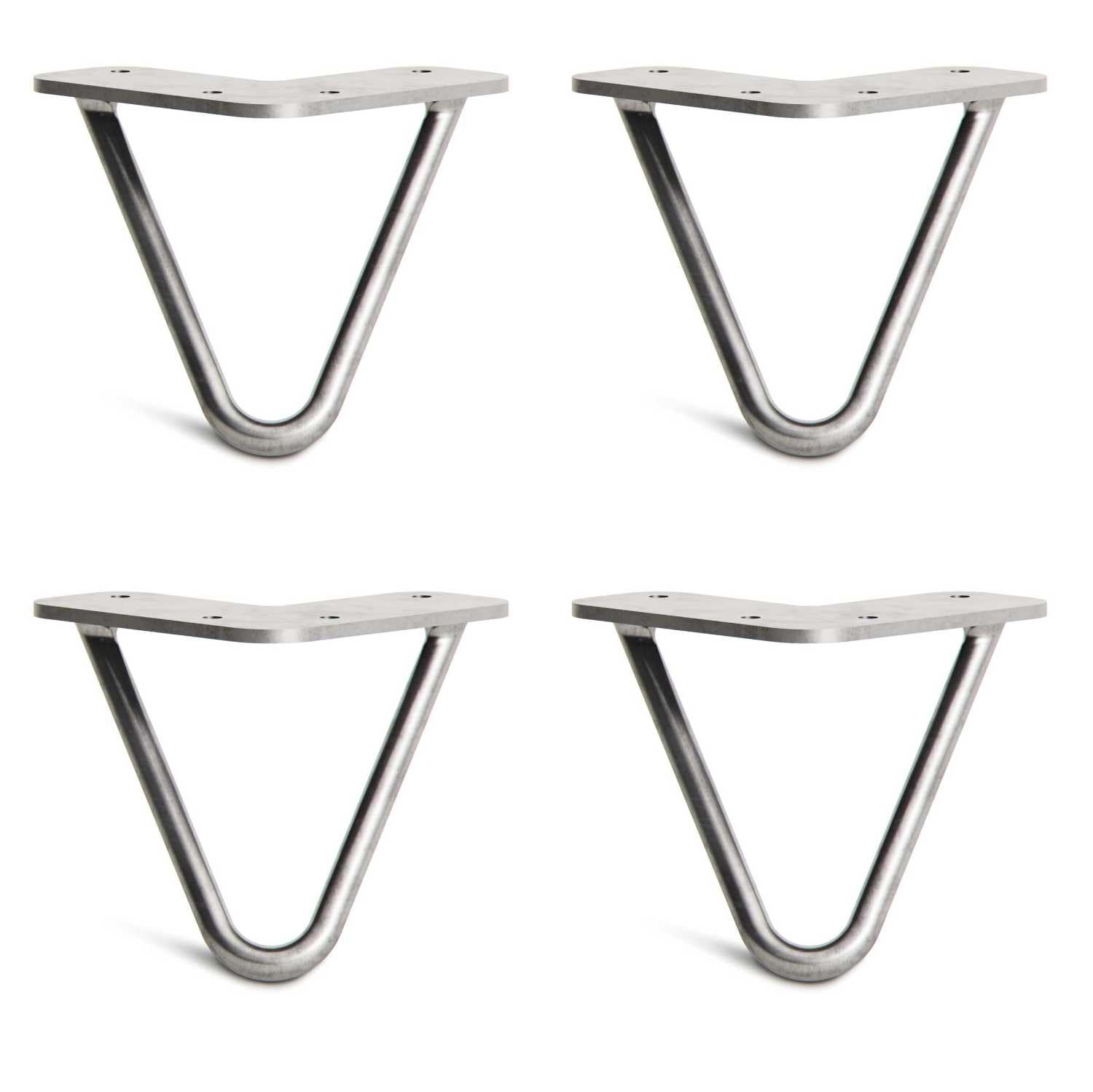 [HLC] 4 x Hairpin Table Legs – Superior Double Weld Steel Construction With Screws, Build Guide & Protector Feet Worth £8 Included! – 10mm Steel [4"/10cm,Zinc] — image 1