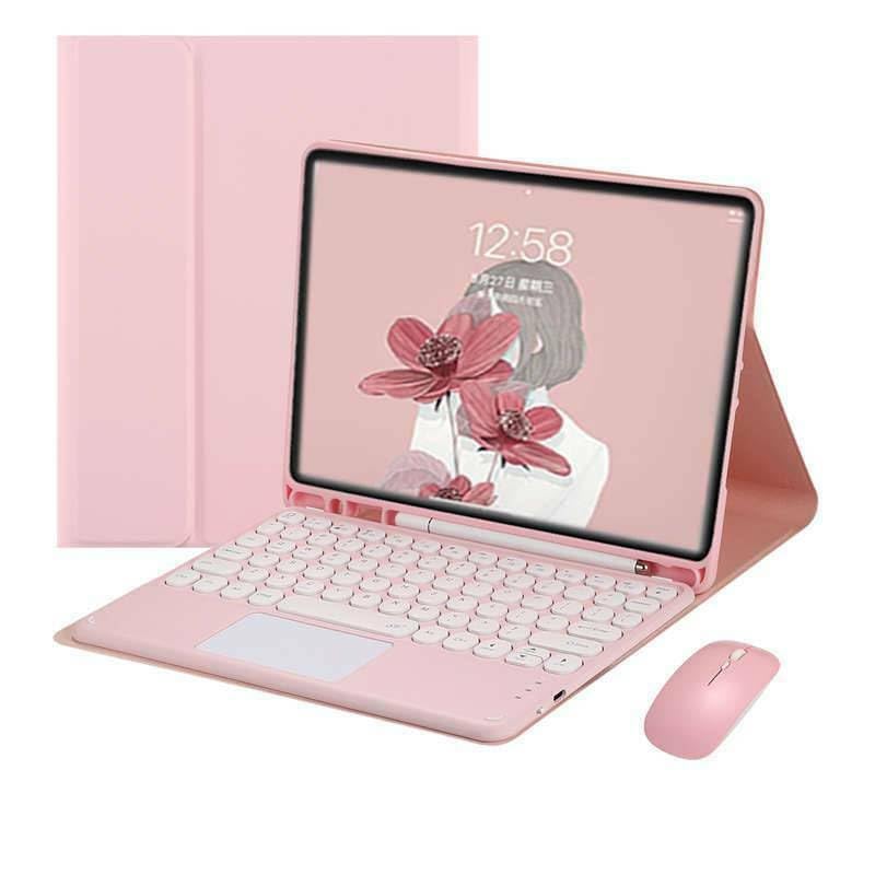 Teclado rosa Samsung Galaxy Tab S7 FE con ratón bluetooth para estudiar y trabajar
