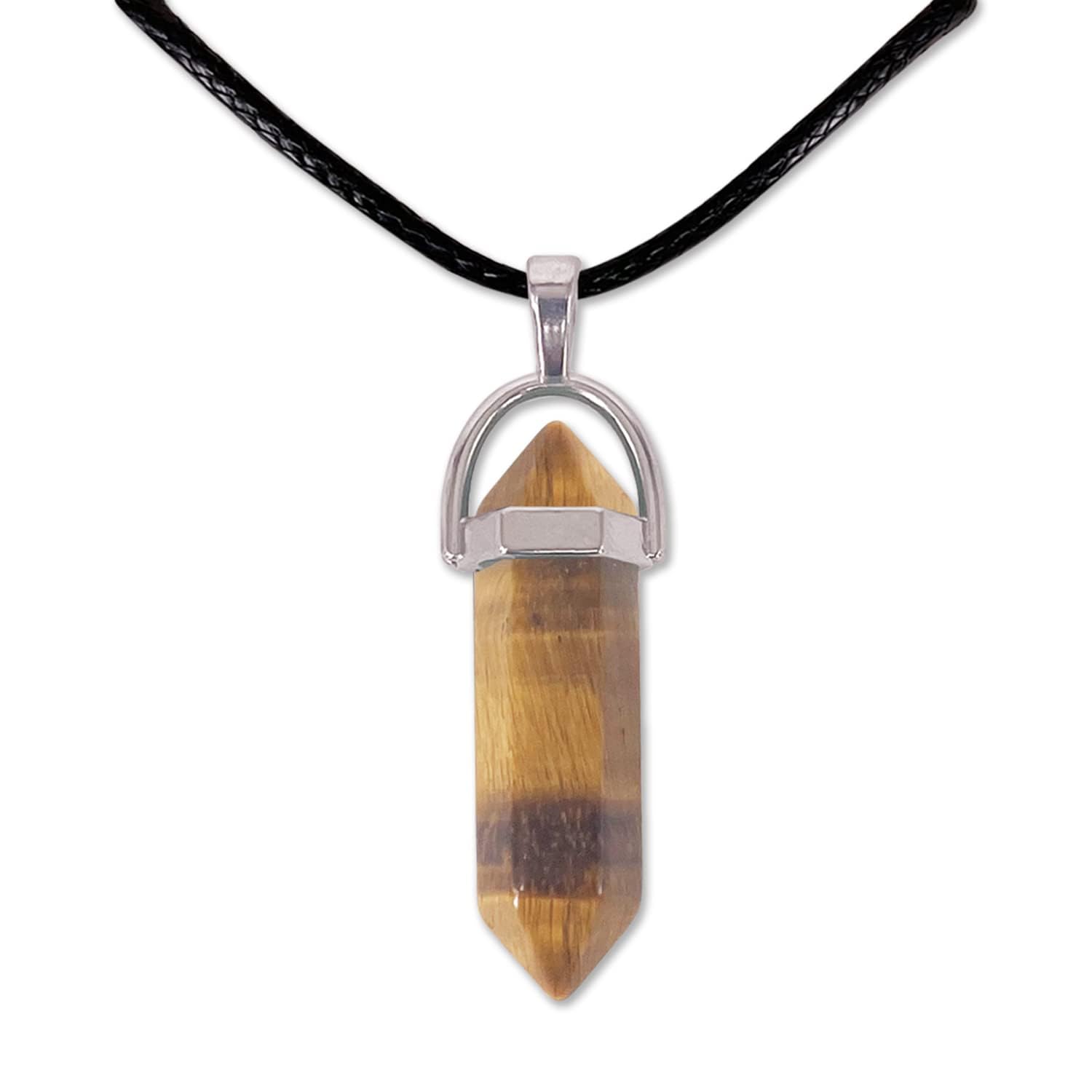 cotigo, Colgante de Piedra Natural de Forma de Punta - Incluye una Cadena de Hilo Encerado Negro 45cm - Distintas Piedras Semipreciosas