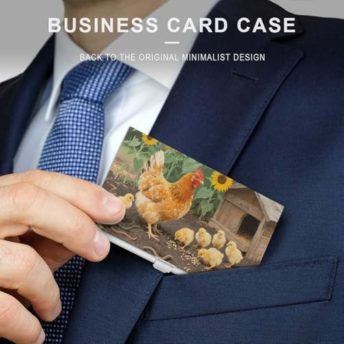 Metal Business Card Holder Ultra Slim - Farm Animals Chicken Professional Aluminum Alloy Card Case with Magnetic Closure, Compact ID Credit Card Organizer Wallet for Men Women3