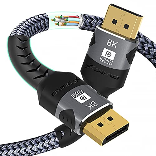 8K DisplayPort Cable 1.4, High Speed Display Port Cable 144Z Monitor Cable Up to 8k@60Hz, 4k@240Hz, 4k@144Hz, Compatible with PC Monitor Gaming, Laptops,TV,PC