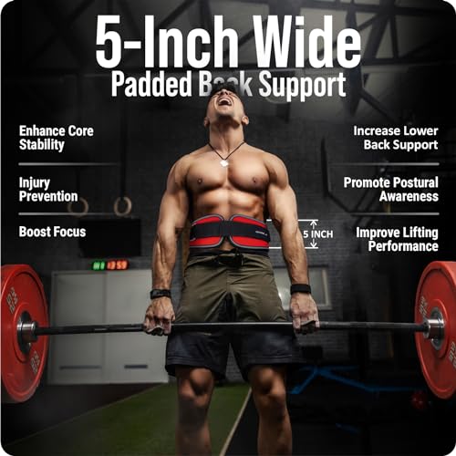 Image of Vector X Level Up 5 Inch Weight Lifting Gym Belt Quick Locking Gym Belt Fitness Weightlifting Belt for Squats, Weightlifting and Strength Training (Red,Small)